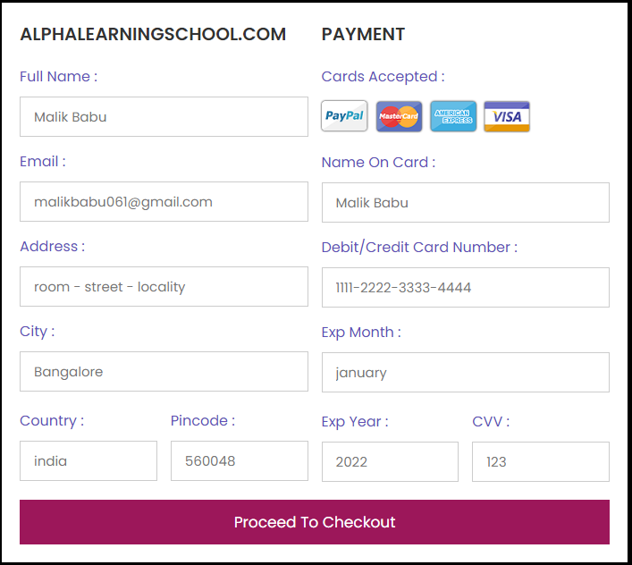 payment details